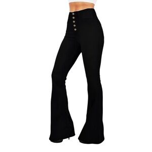 KDF Flare Jeans Women's‎ High Waisted Stretch Jeans Black 28X31 - Size 8